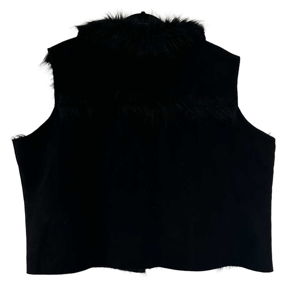 Vintage Deborah Murray 90s y2k Faux Suede Faux Fur Black Penny Lane Mobwife Vest - Picture 7 of 11